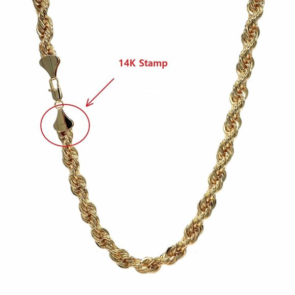 10MM THICK 14KT STAMPED NECKLACE! 22" LONG! - Picture 3 of 3